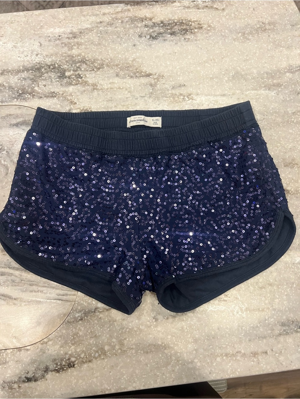 Abercrombie Kids Girls XL 16 Navy Blue Sequin Sparkle Shorts